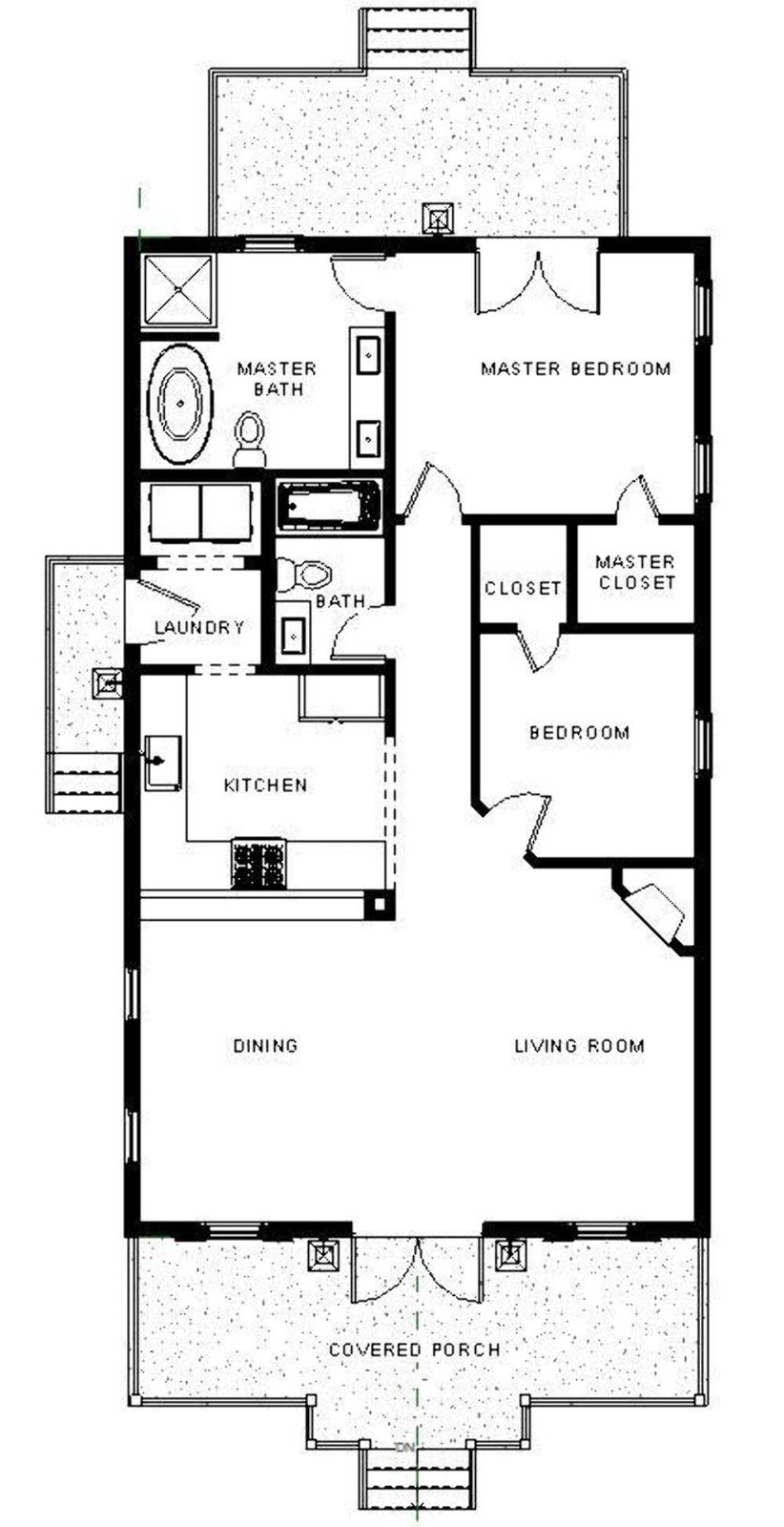 Craftsman Cottage House Plan – 2 Bed 1200 SF – Vacation Home Blueprints