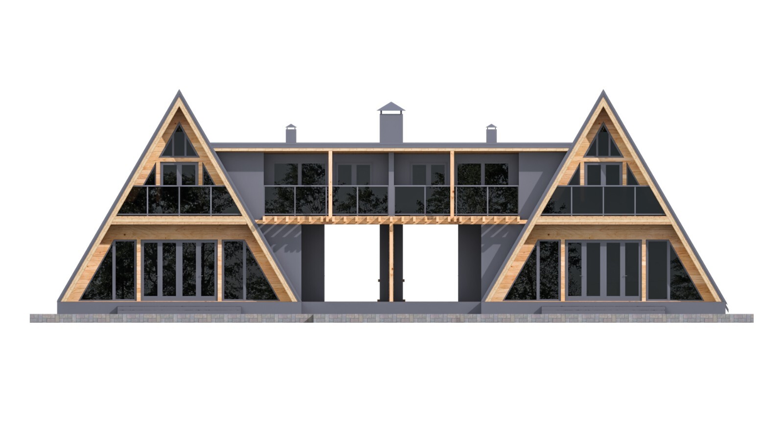 86’x49’ 4 Beds, 4 Baths Double A-Frame House Architecture Plans PDF Download.