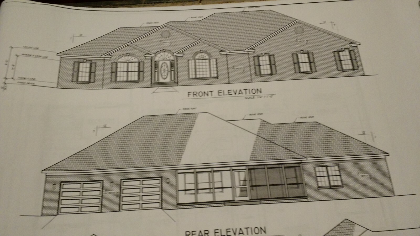 Blue Print Plan of Beautiful Ranch Style Custom Home