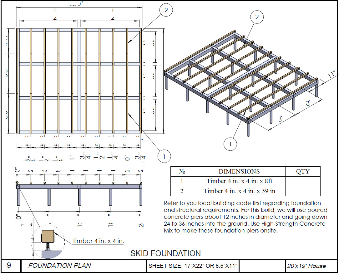 20’x25’ Cozy 2-Story Tiny House Cabin DIY Architectural Build Plans PDF Download