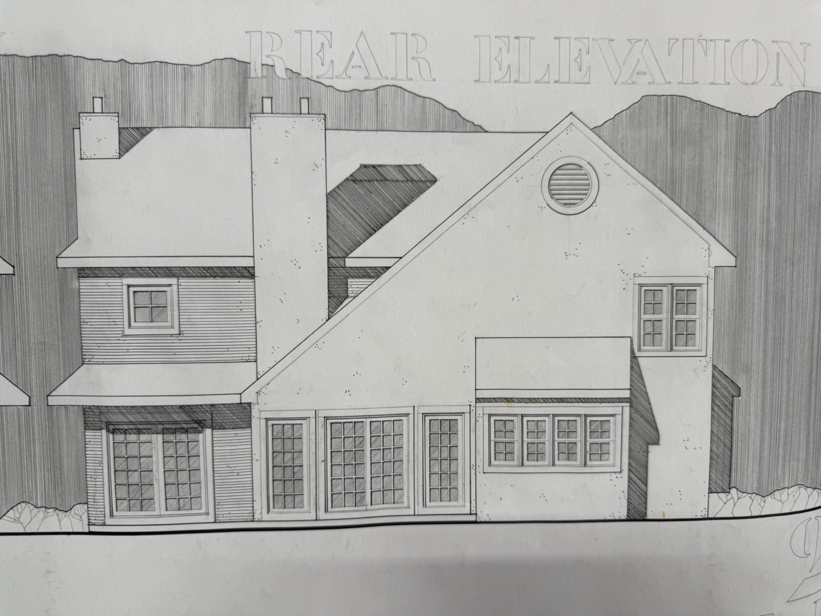 Vintage Architectural Drawings Vellum (Set of 4) House Plans Elevations 30×36