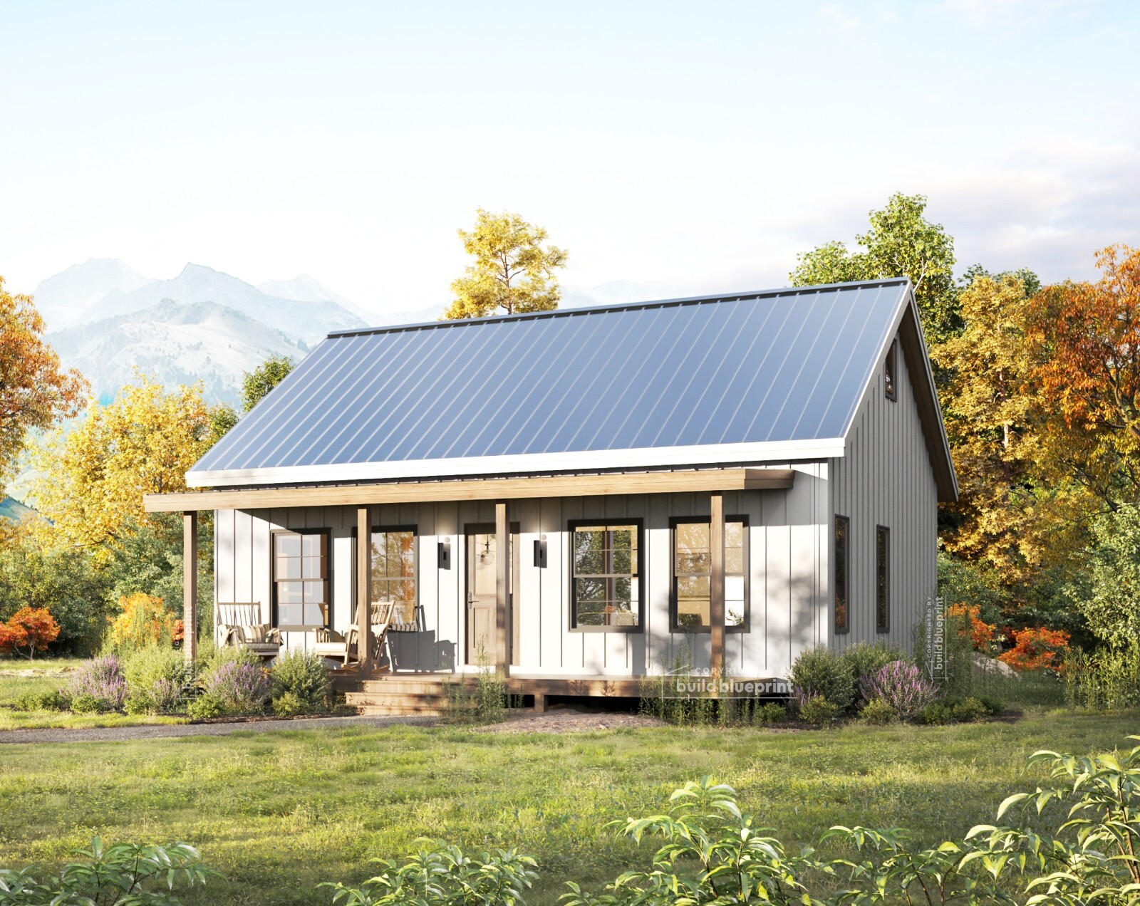 Modern 26′ x 34′ Willow Cabin Architectural Plans – PDF Download