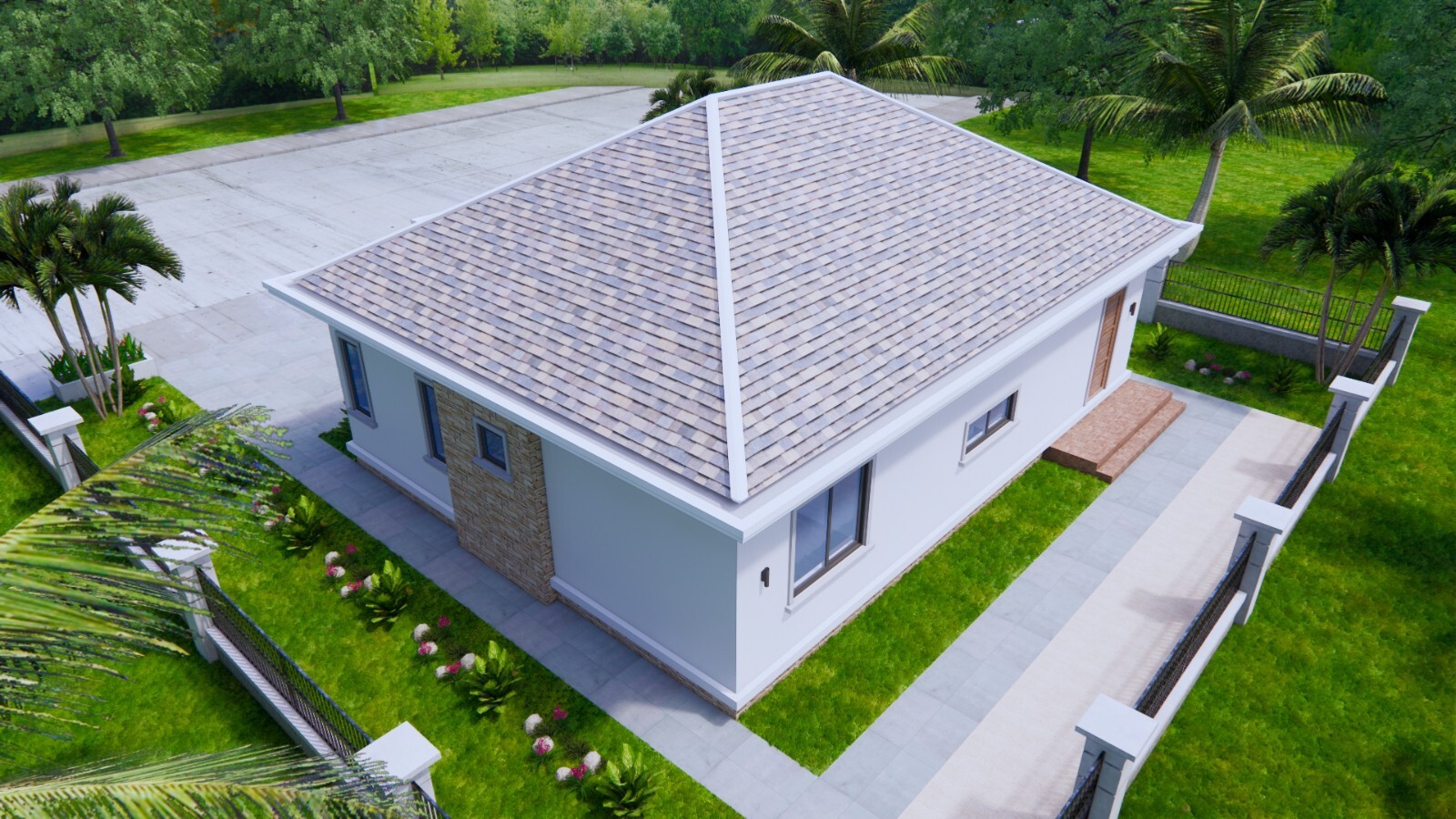 40×30 Feet House Plan 12×9 Meter 3 Beds 2 Baths Hip Roof PDF Plan (A4 Hard Copy)