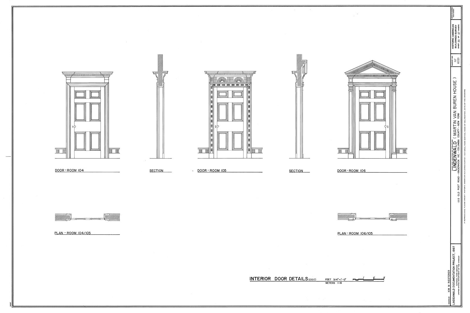 Italianate Victorian home of President van Buren, detailed architectural plans