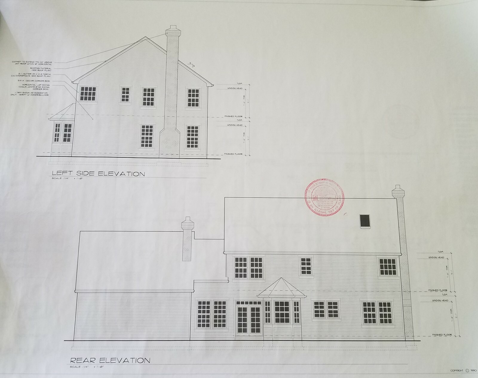 (2) Sets of Blueprints – House Plans 2846 sqft Saltbox Traditional Colonial Home