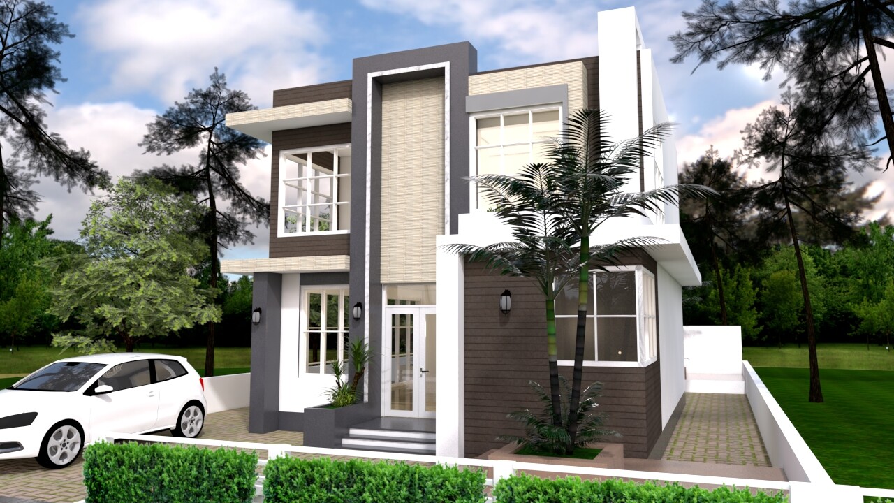 House Design Plan 9×9 Meter 30×30 Feet 3 Beds 4 Baths Slap Roof (A4 Hard Copy)