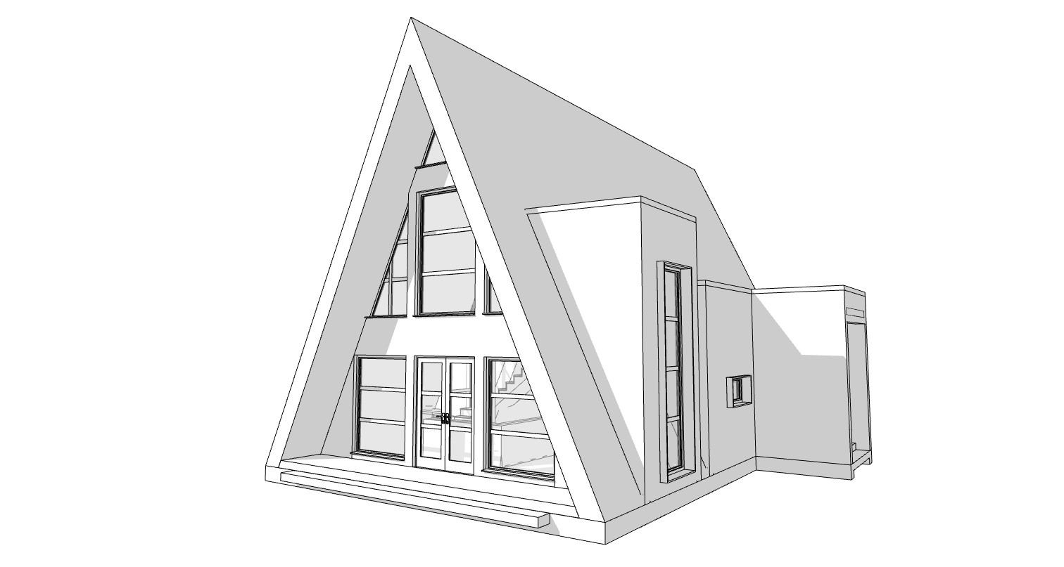 45’x32’ 3-Beds, 2-Baths Modern A-Frame Architectural House Plans PDF Download.