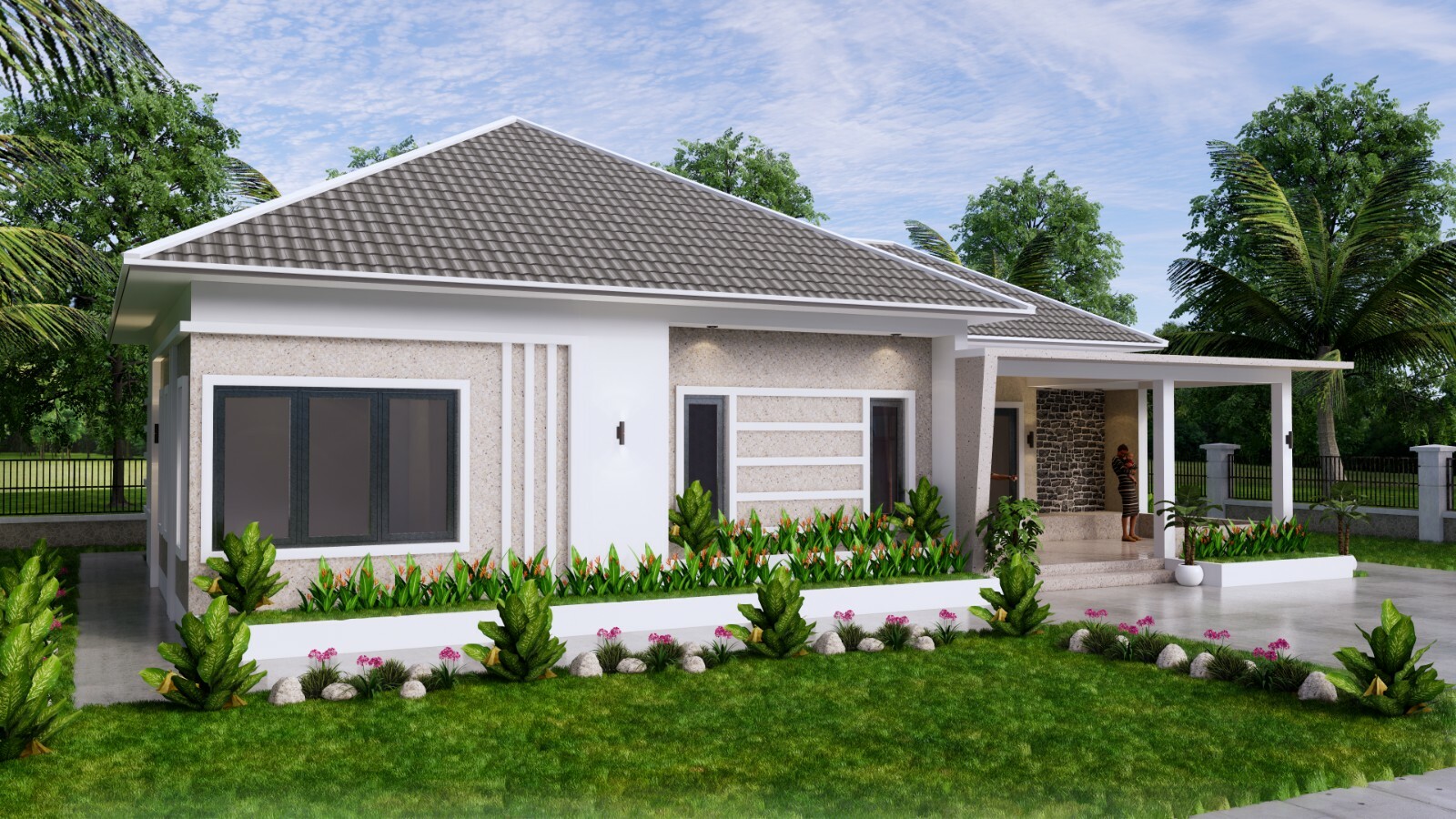 49×30 Feet House Design Plan 15×9 Meter 3 Beds 3 Baths Hip Roof (A4 Hard Copy)