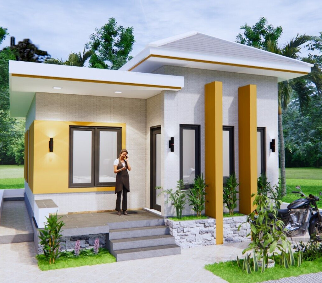 20×27 Feet Small House Plans 6×8 Meter 2 Bed 1 Bath Hip Roof PDF (A4 Hard Copy)