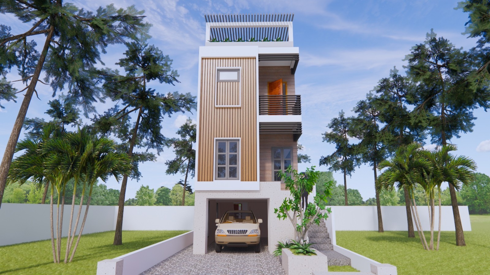 14×45 Feet Small House 4.2×14 Meter 4 Beds 5 Baths Shed Roof PDF + A4 Hard Copy