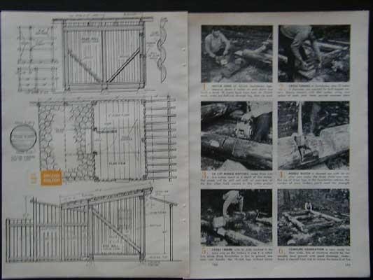 Rustic Cabin & Furniture with Chainsaw only 1966 HowTo build PLANS