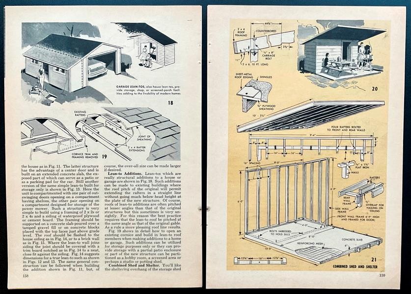 Shed Designs 1961 PLANS Tractor~Lean-to Additions~Collapsible~Storage~Garden