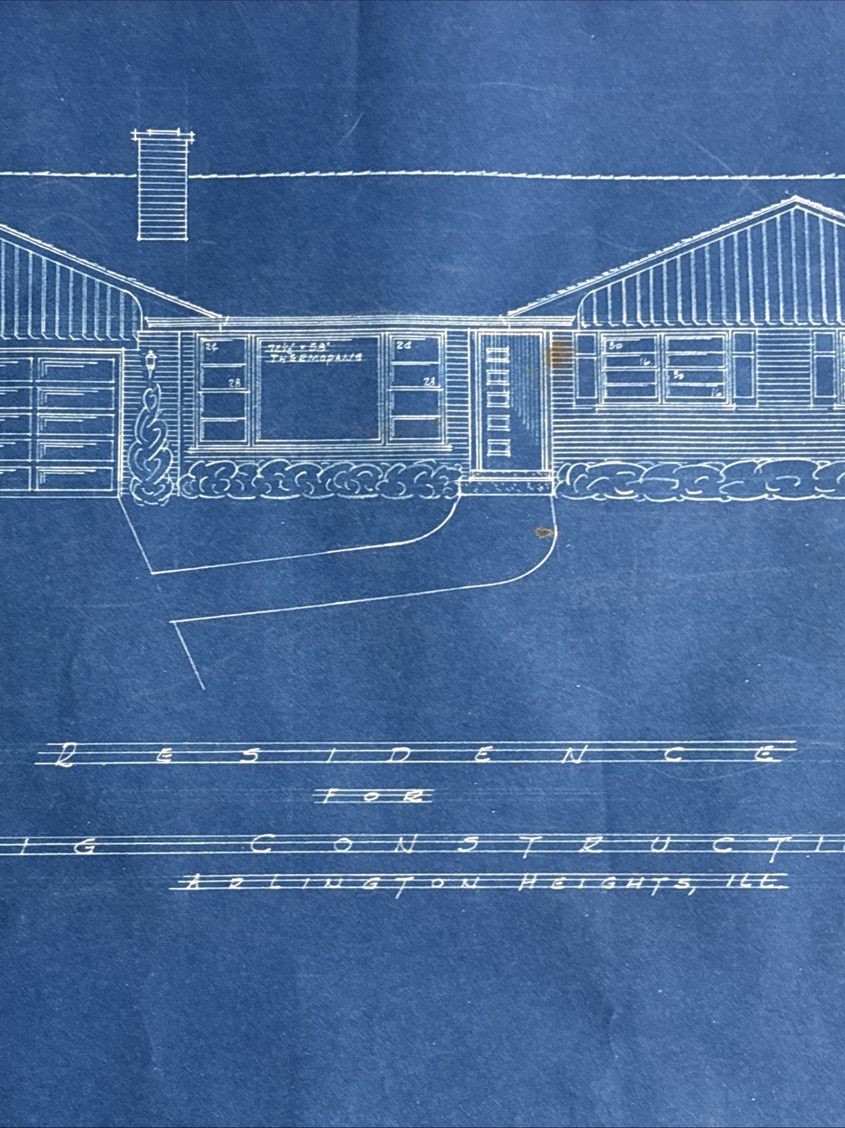 Vintage 1950s Original Blueprints Set – Mid Century Ranch House