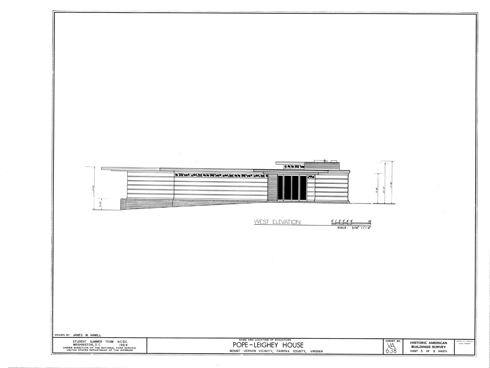 Pope House, a Frank Lloyd Wright Usonian Home, 2 bedrooms, architectural plans