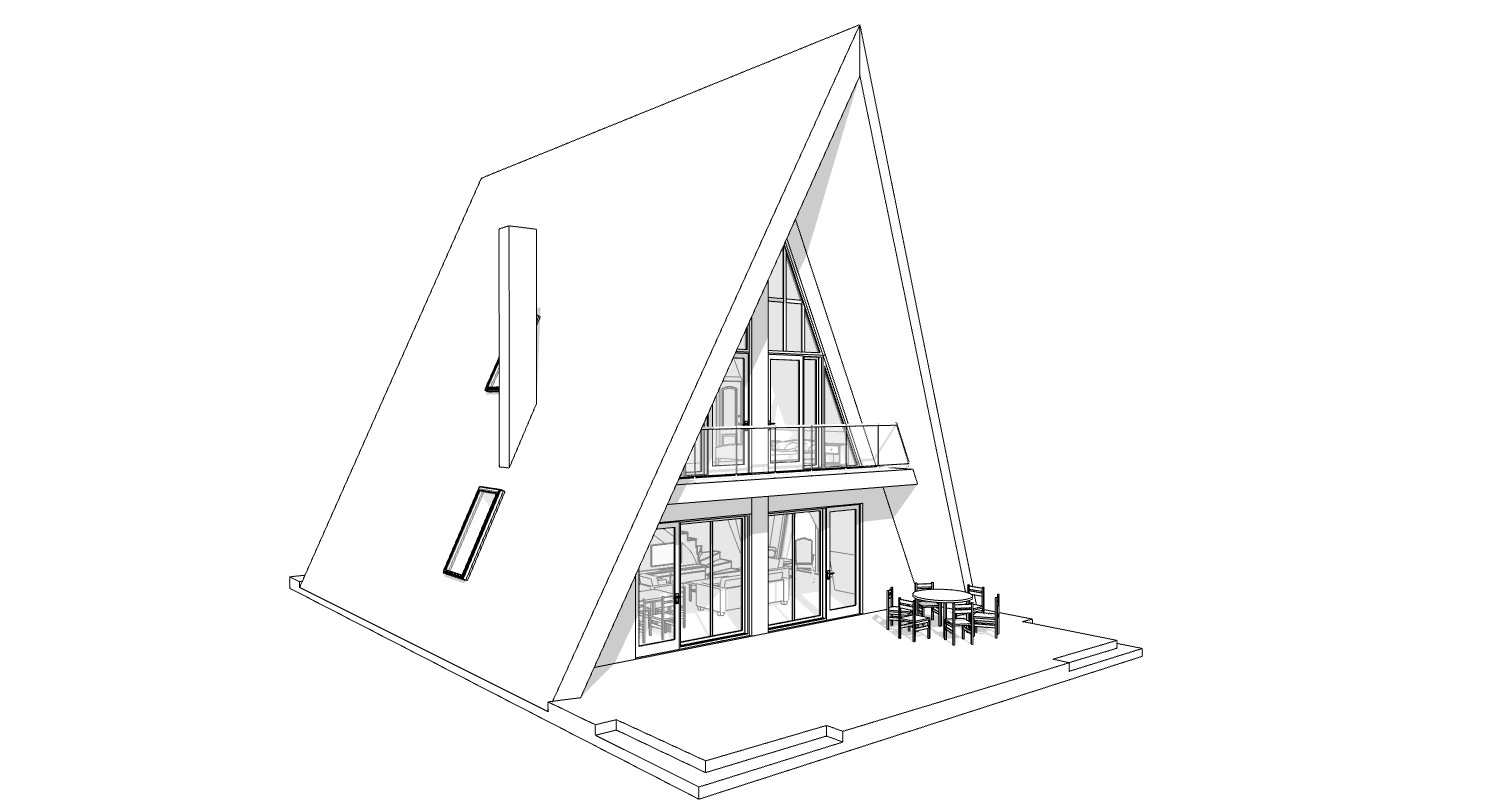 35’x59’ 4 Beds, 2 Baths A-Frame Cabin Architectural Build Plans PDF.