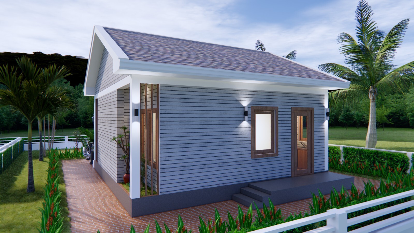 23×23 Small House Design 7×7 Meter Gable Roof 1 Bed 1 Bath (A4 Hard Copy)
