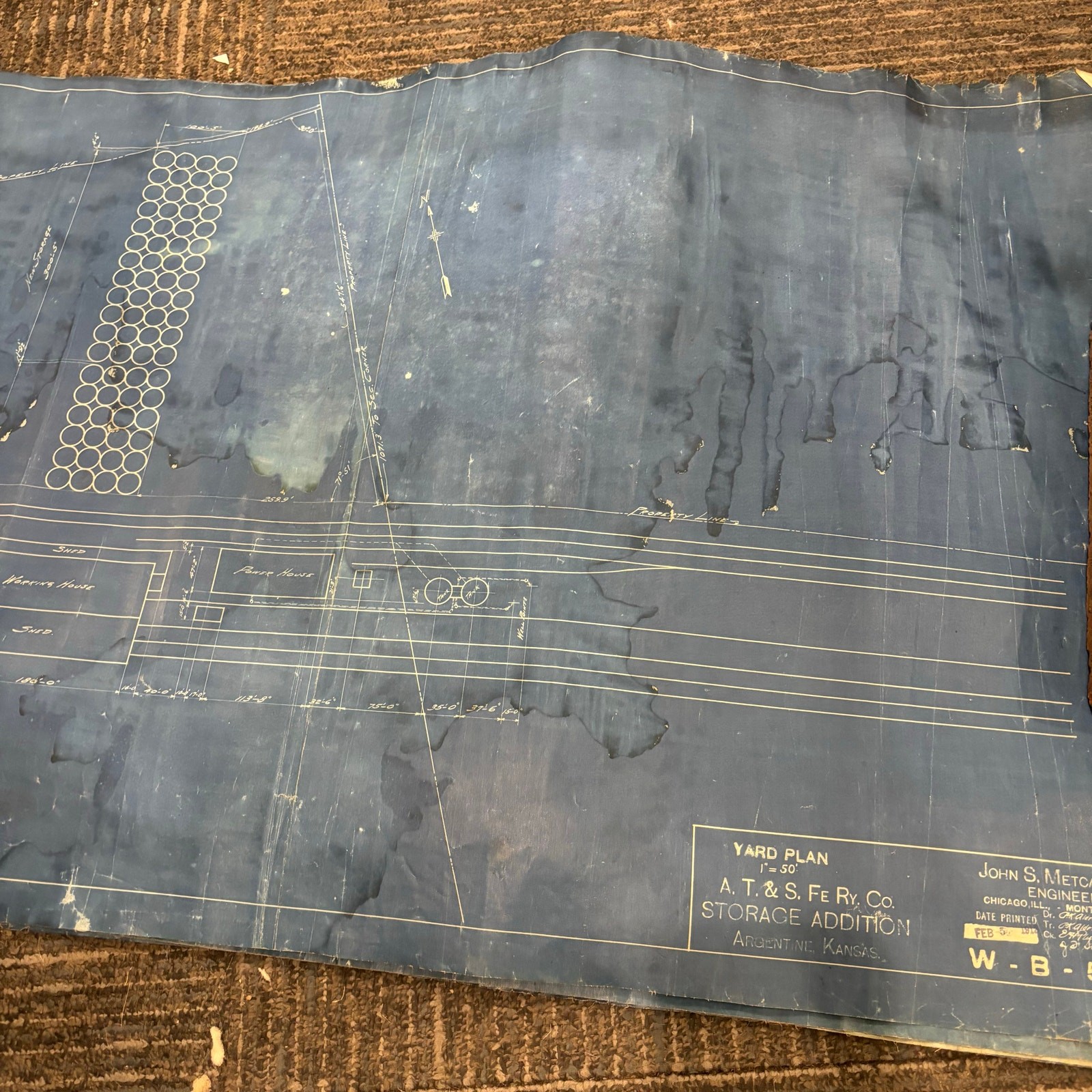 Vtg 1918 AT&SF Santa Fe Building Blueprints Railroad Memorabilia Kansas ~16 pgs
