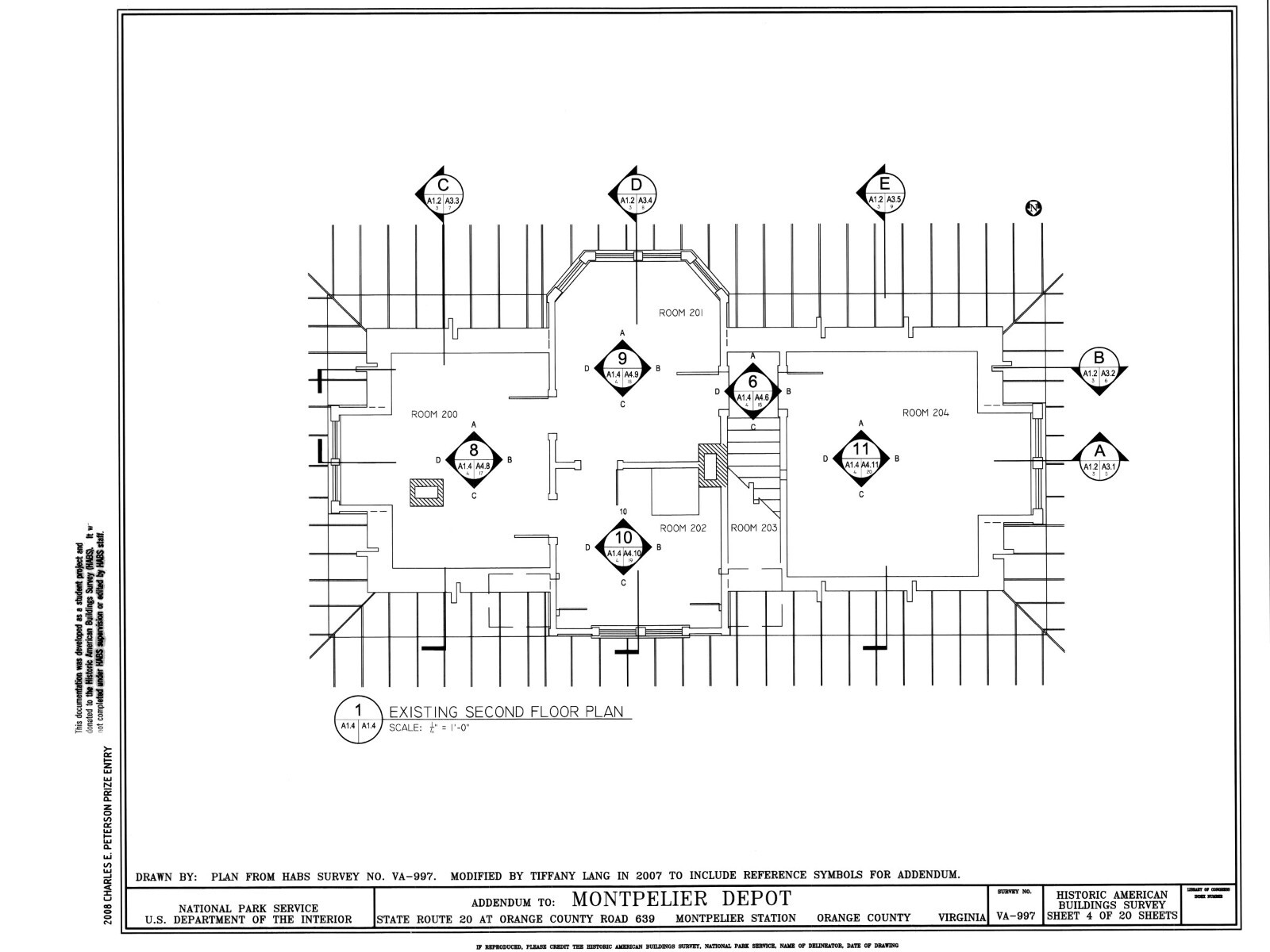 Southern Railroad Station, Montpelier, VA, architectural drawings, large set