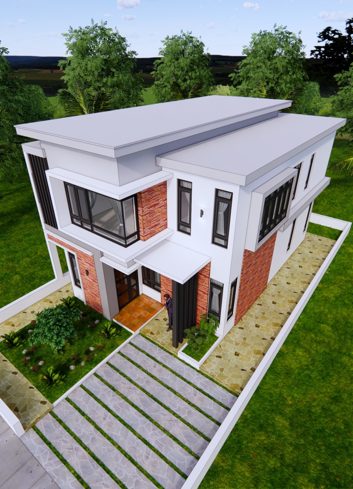 26×40 Feet House Plan 8×12 Meter 4 Bed 3 Bath Flat Roof PDF Plan (A4 Hard Copy)