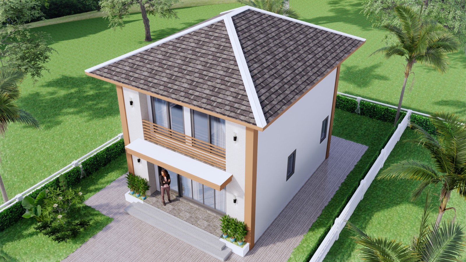 20×24 Feet House Plans 6×7.5 Meter 2 Bed 1 Bath Hip Roof PDF Plan (A4 Hard Copy)