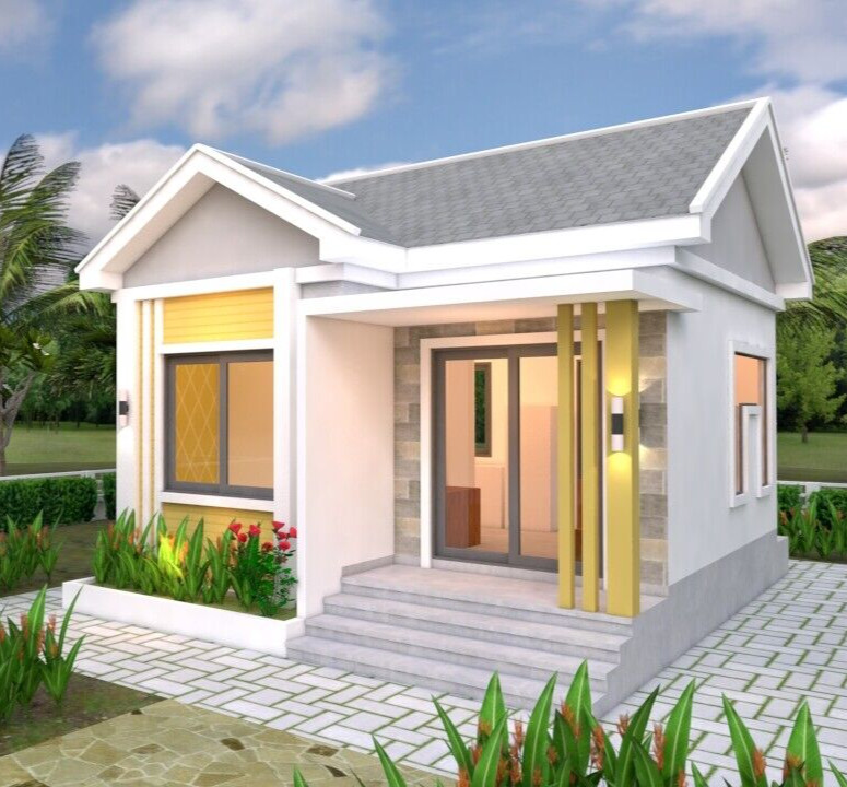 20×20 Feet Small Cottage Design 6×6 Meter One Bedroom Gable Roof (A4 Hard Copy)