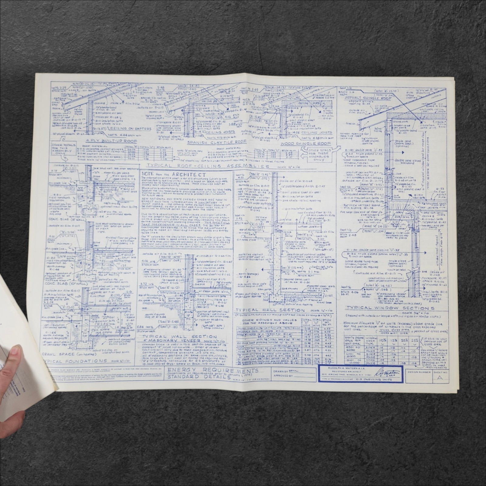 Vintage 1979 Matern Design 965 Blueprints 11-Page Solar Energy Edition Rare