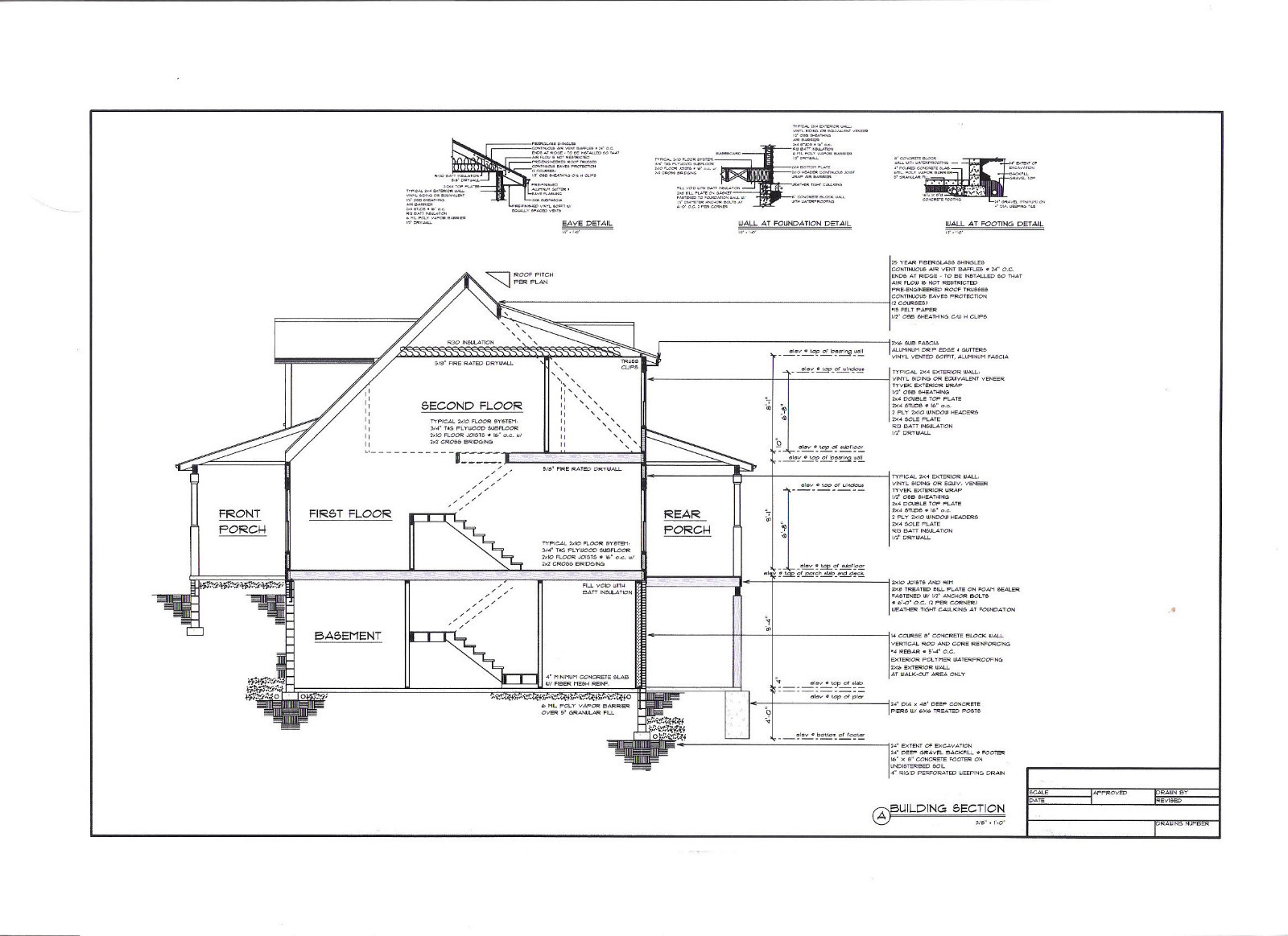 Full Set of two story 3 bedroom house plans 1,960 sq ft