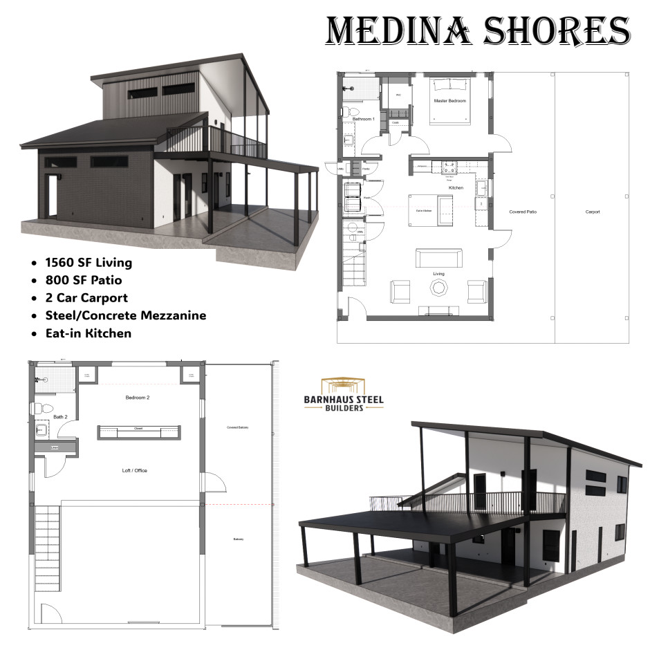 Medina Shores House Plan – 2 Bedrooms / 2 Baths 1,560 SF Design Blueprints