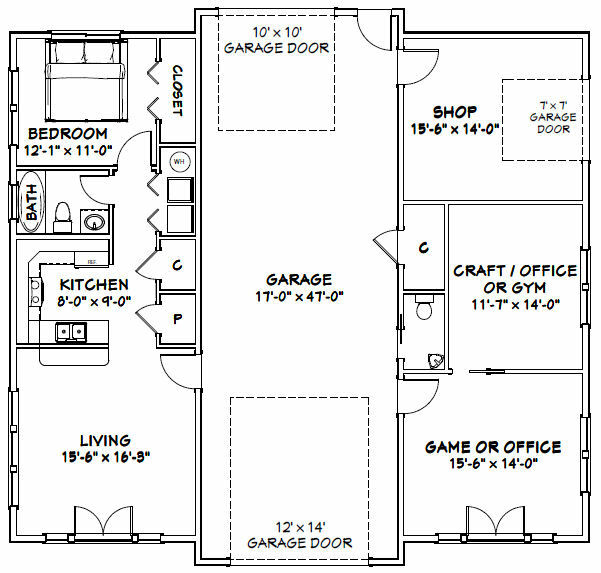 50×48 1-RV Garage 1 Br 1.5 Ba – PDF FloorPlan – 2,274 sqft – Model 5B
