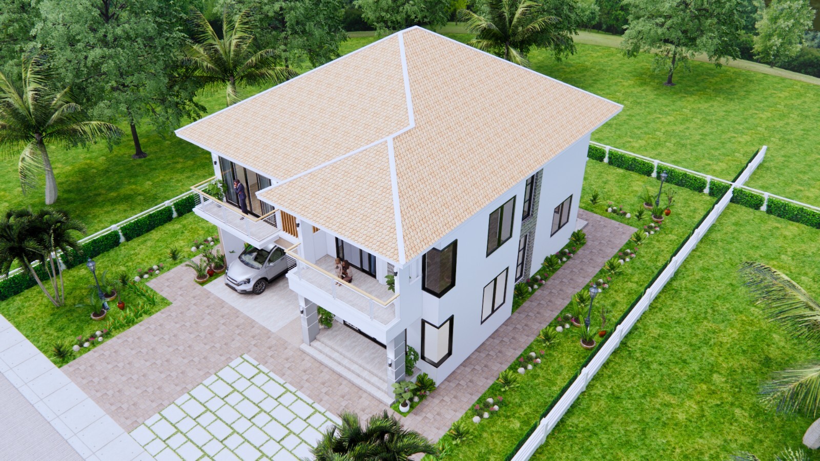 36×40 Feet House Design Plan 11×12 Meter 4 Beds 5 Baths Hip Roof (A4 Hard Copy)
