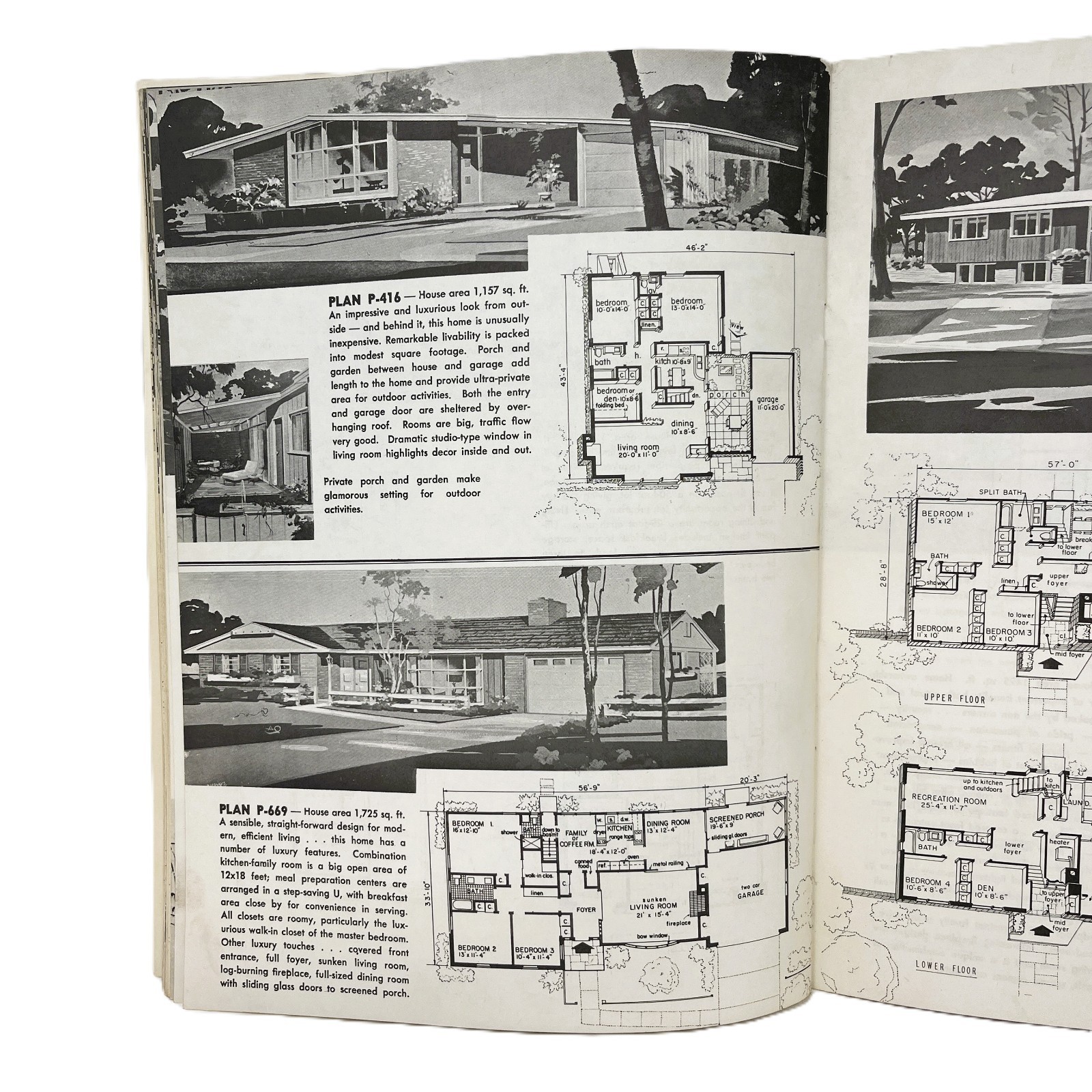 1963 Vintage MCM HOME DESIGNS Luxurious Living House Plan Catalog Magazine 21st