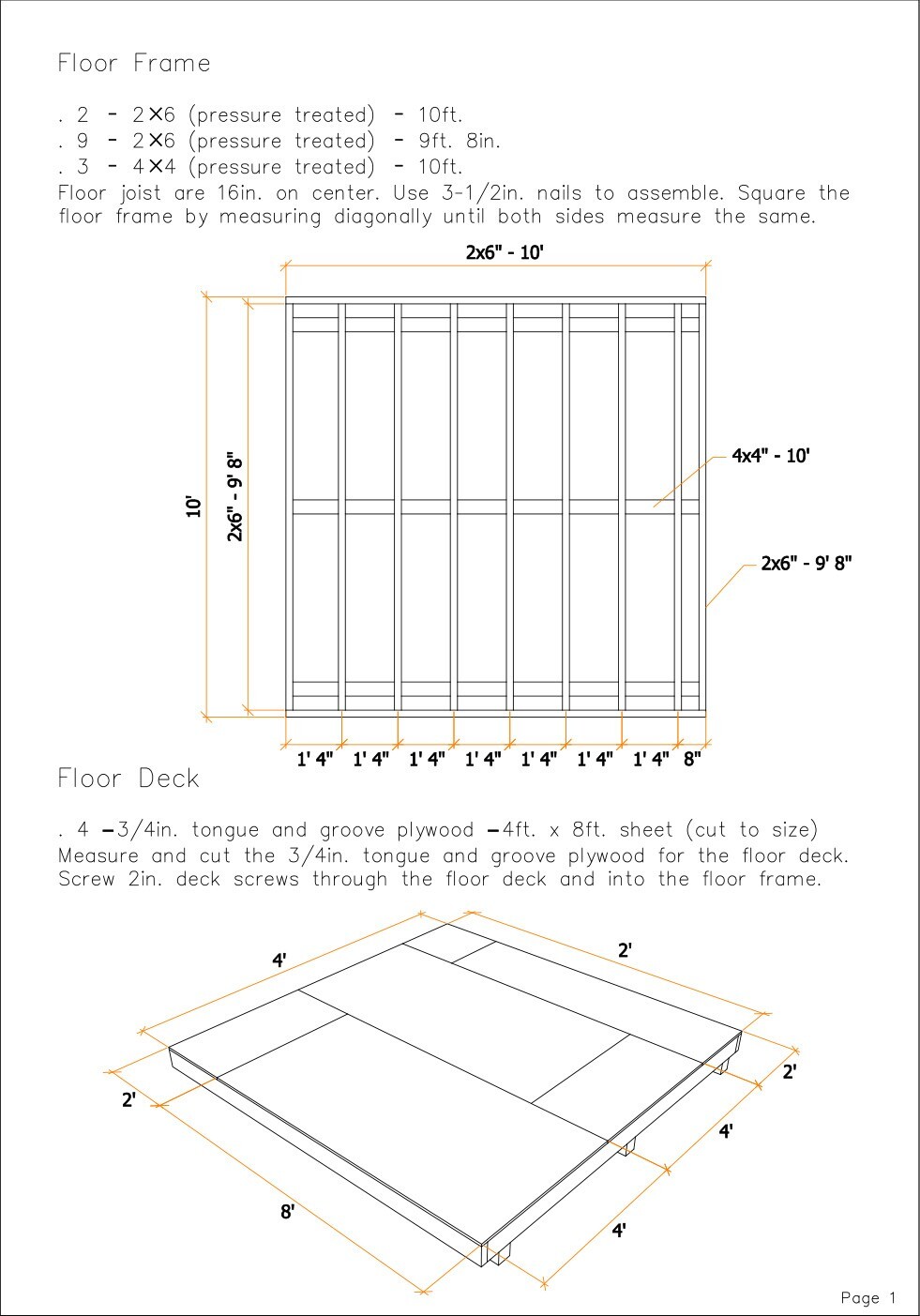 10×10 Learn to Shed Plan (PDF Plans and A4 Hard Copy)