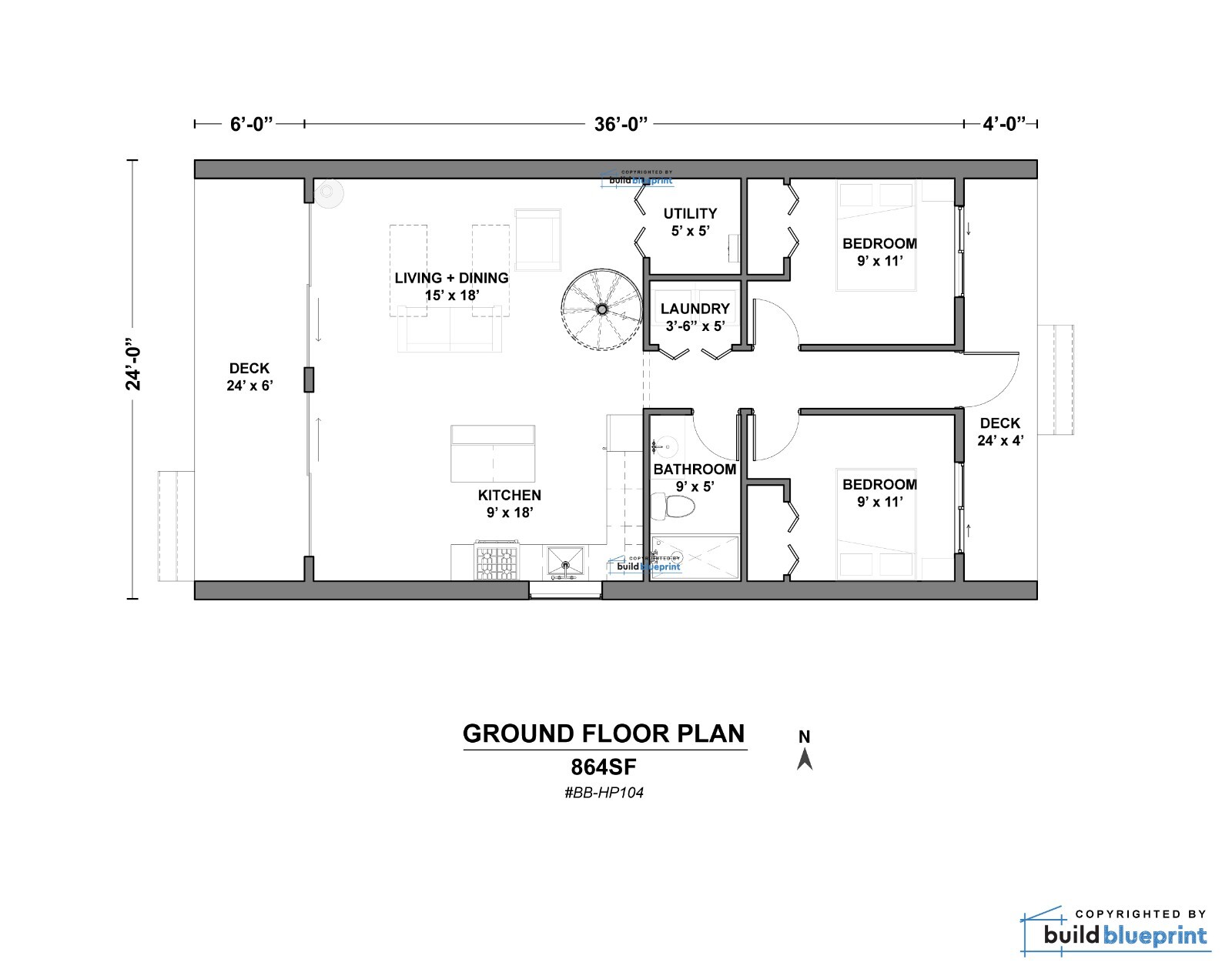 24′ x 36′ Nordic A-Frame House Architectural Plans 1145SF – PDF Download