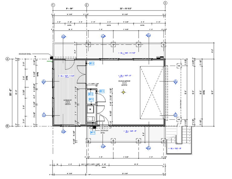 (ADU) Garage loft Apartment 1BR/ 1BATH/kitchen full PDF dwg set + CAD download