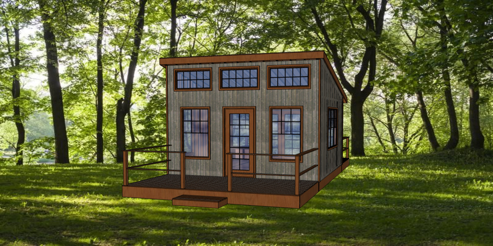 16 x 16 ft Small Cabin or Shed Slope Roof 16 O.C. -PDF