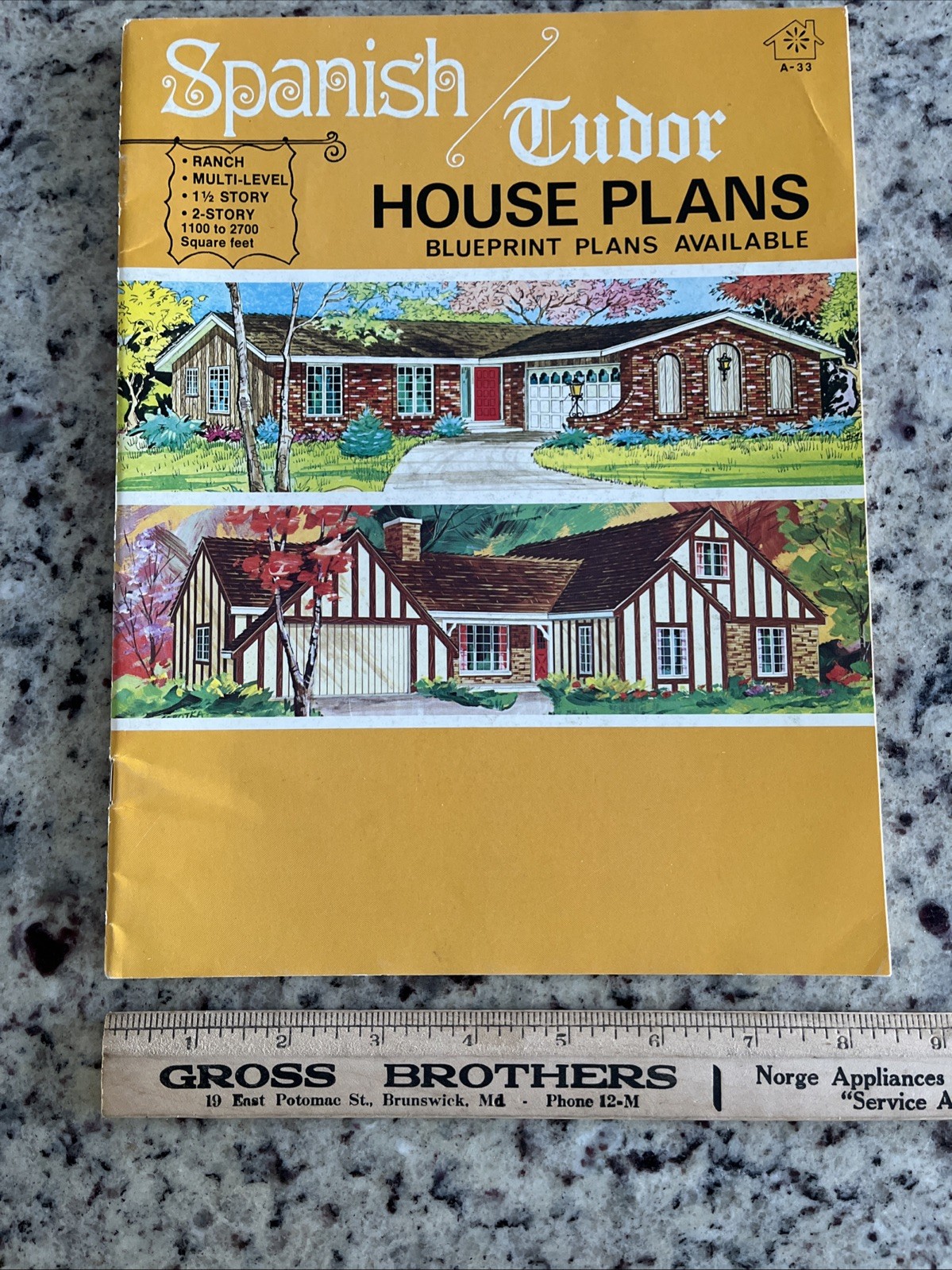 Vintage 1972 MCM Spanish Tudor Home Plans Design Catalog Blueprints Ranch Split