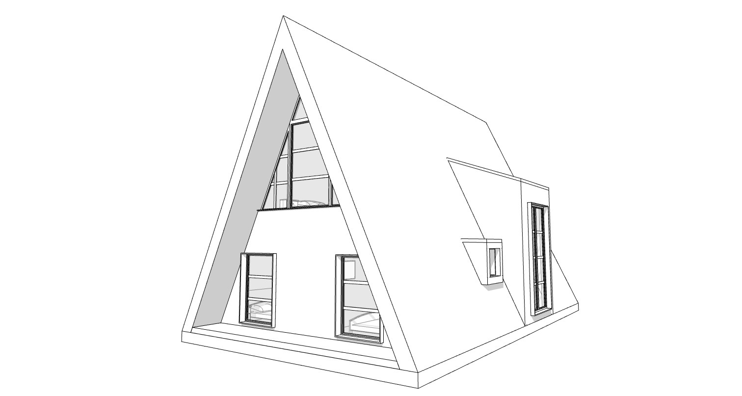 45’x32’ 3-Beds, 2-Baths Modern A-Frame Architectural House Plans PDF Download.