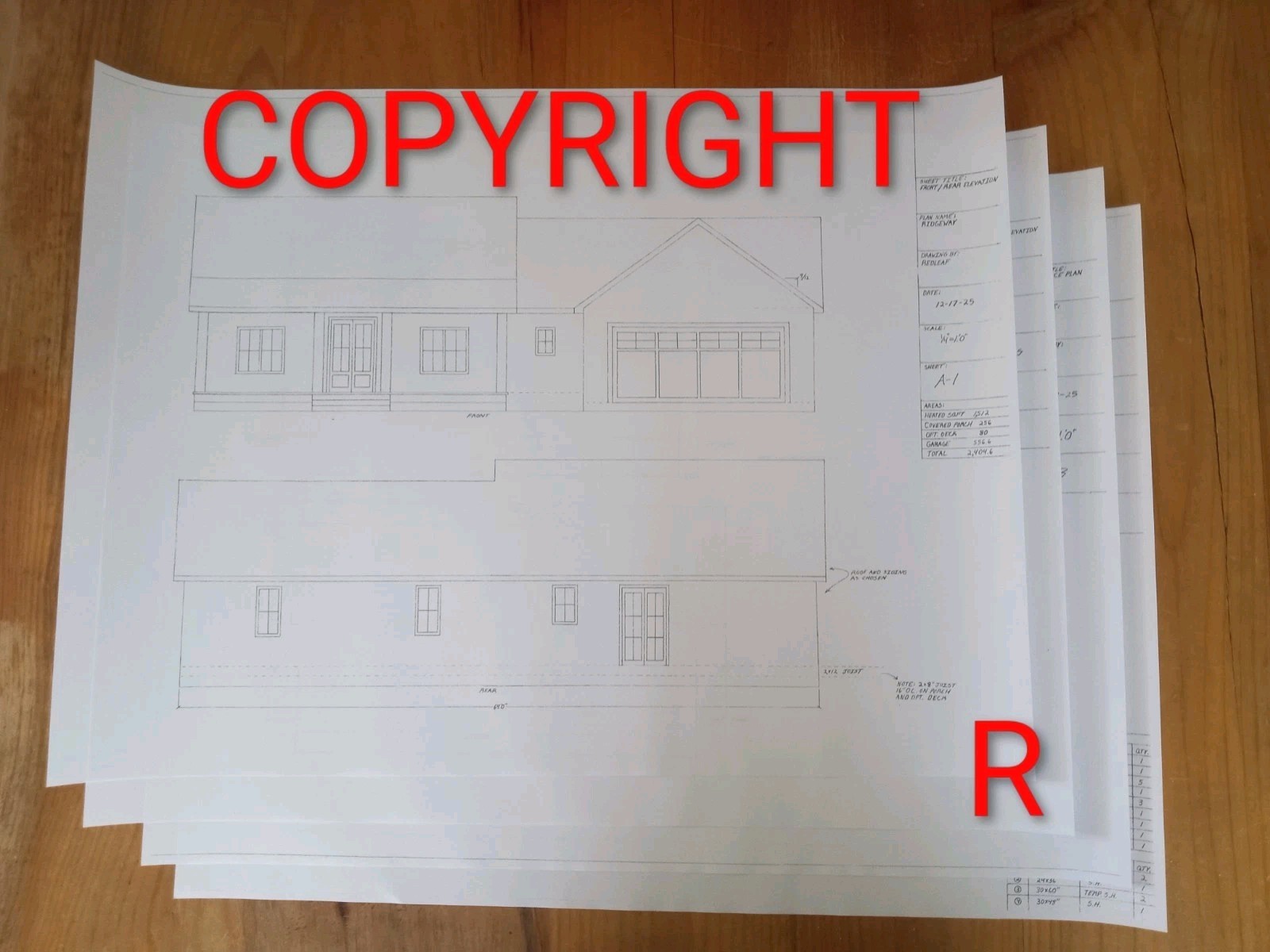 Ridgeway House Plan 1,512 SQFT 3 BED 2 BATH Ranch Printed Plan Set With GARAGE