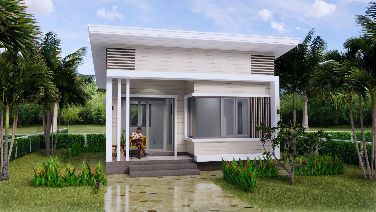 21×21 Feet Tiny House Plans 6.5×6.5 Meter 1 Bed 1 Bath Shed Roof (A4 Hard Copy)
