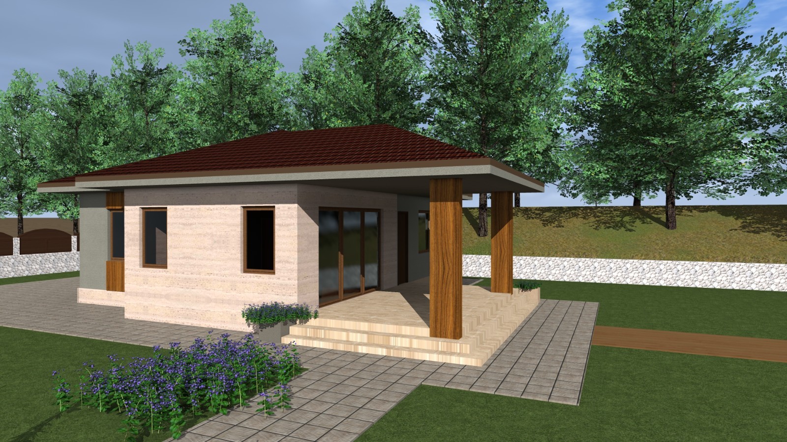 Small Modern 2 Bedroom 1 Bathroom House Floor Plan Blueprints, 1054SQFT/98m2