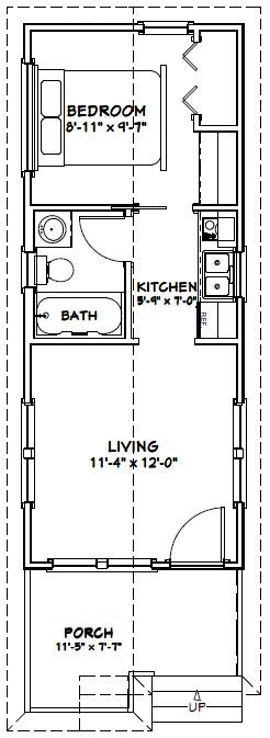 12×30 Tiny House — 358 sq ft — PDF Floor Plan — Model 1