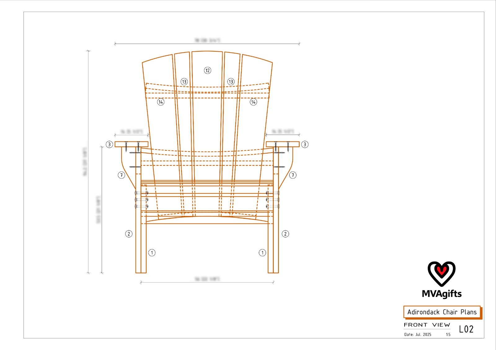 Complete plans + Assembly Manual to make an Adirondack chair from scratch – pdf