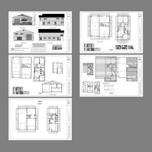 44×48 Apartment with 2-Car 1-RV Garage – PDF FloorPlan – 1,645 sqft – Model 1F