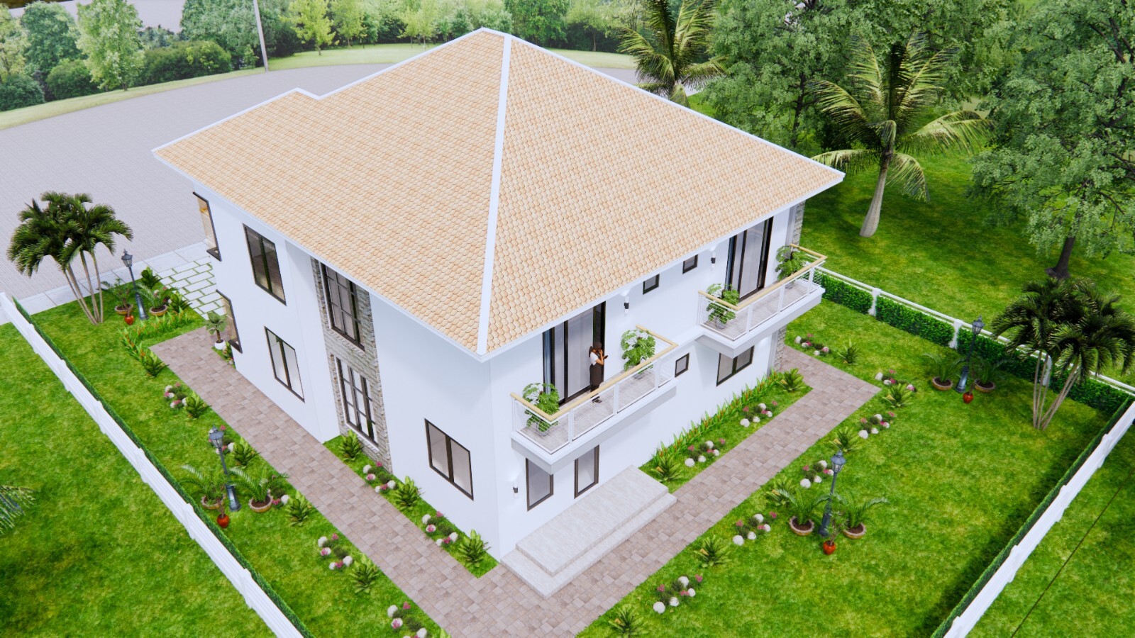 36×40 Feet House Design Plan 11×12 Meter 4 Beds 5 Baths Hip Roof (A4 Hard Copy)