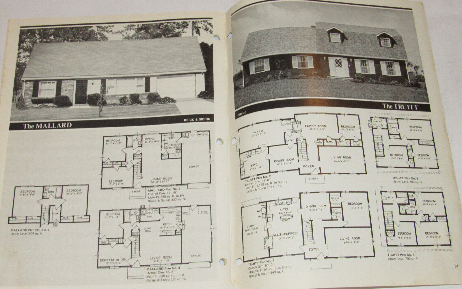 VTG 1976 ’34 OUTSTANDING 1 ½ AND 2 STORY HOMES’ CATALOG OF HOUSE PLANS! LAYOUTS!