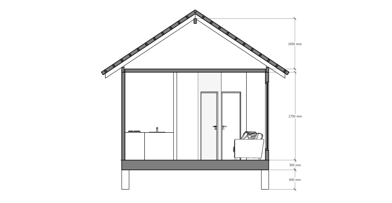 Custom Tiny House Plan 3D images DWG CAD File And PDF For Blueprint Plans