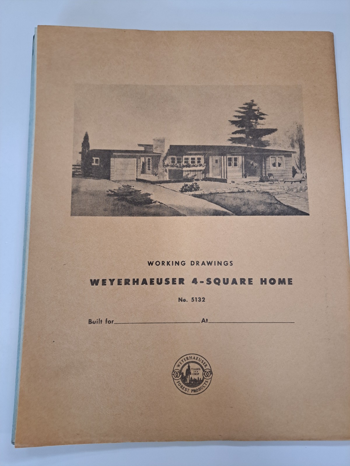 WEYERHAEUSER 4-SQUARE HOME DESIGN PLANS No 5132 COMPLETE 1950s ARCHITECTURE