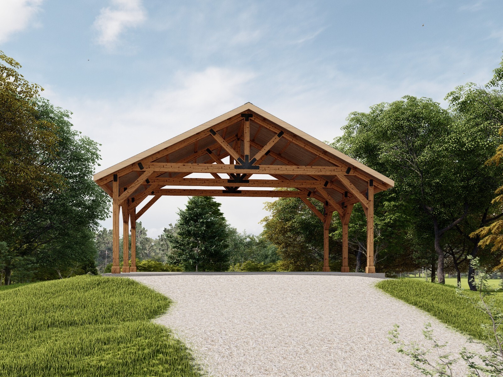 30’x20′ Carport Plans ,Post Gable Complete Pavilion DIY drawings
