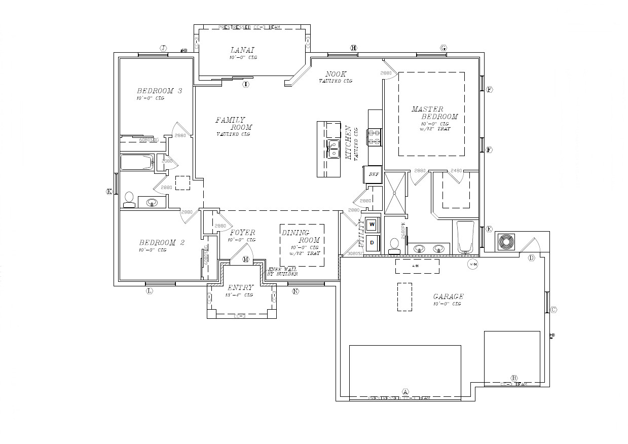 2,424 sq/ft Custom 3 Bedroom House Blueprints COMPLETE SET in PDF Plan P9
