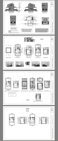 14×14 Tiny House — 399 sq ft — PDF FloorPlan — Model 1A